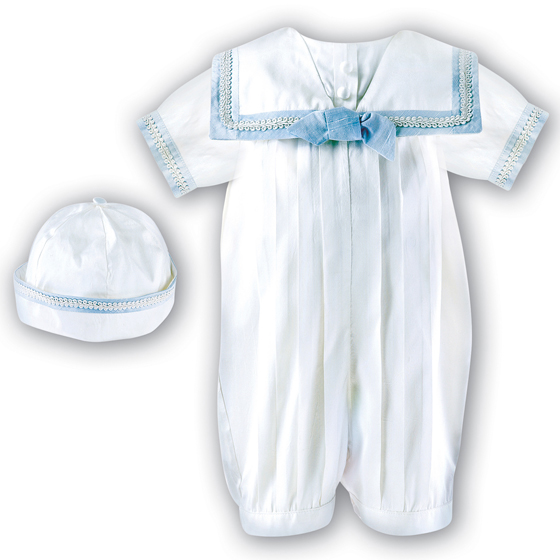Sarah Louise Boys Christening Romper & Hat 238